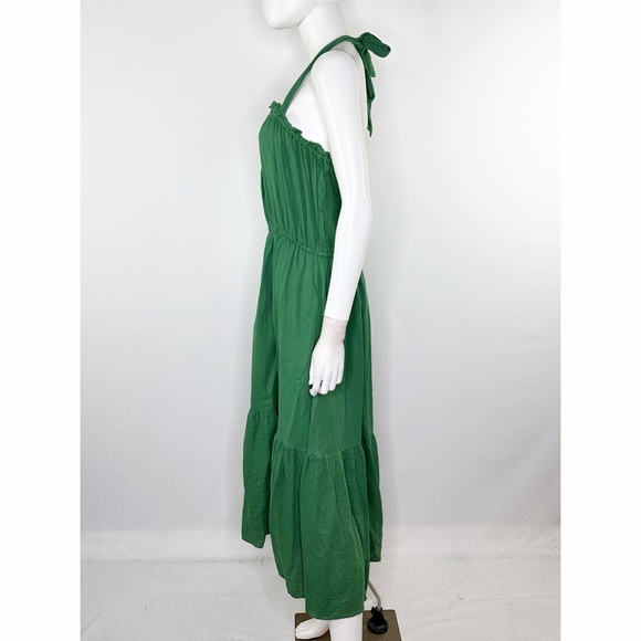 Outerknown Kelly Green Halter Maxi Dress Size L Open Back Casual Summer Boho - Picture 3 of 9